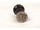 Seal stamp coat of arms silver metal coat of arms blackened wood handle 18th century