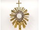 Monstrance monstrance gilded silvered bronze cherubs wheat grapes lamb 19th century
