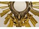 Monstrance monstrance gilded silvered bronze cherubs wheat grapes lamb 19th century