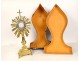 Monstrance monstrance gilded silvered bronze cherubs wheat grapes lamb 19th century