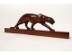 Art Deco walking panther wood animal sculpture signed 20th century