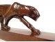Art Deco walking panther wood animal sculpture signed 20th century