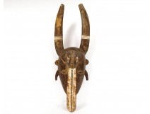 African dance mask with wooden horns Djimini Ivory Coast Africa 20th century