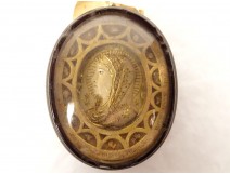 Reliquary medallion Agnus Dei Virgin Jesus Christ Saints wax horn 19th century