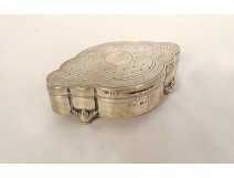 Solid English silver kidney jewelry box London 1911 tortoiseshell 20th century