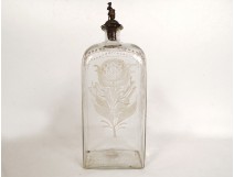 Bottle blown glass bottle engraved flowers character Holland 18th century