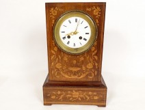 Charles X terminal clock rosewood marquetry flowers fountain 19th century