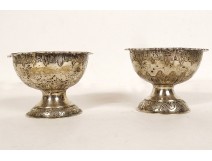 2 small piedouche cups in solid silver Holland Netherlands 124.22gr 19th century