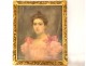 Large HST portrait of elegant woman Marguerite Jacquelin golden frame 19th century