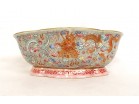 Coupe polylobée porcelaine chinoise Xianfeng dragons 5 griffes perle XIXème