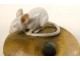 Table bell mouse service gilded bronze white porcelain 20th century