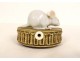 Table bell mouse service gilded bronze white porcelain 20th century