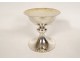 Chalice paten solid silver hammered Minerva cross PB 626gr 20th century