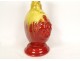 Glazed earthenware gourd vase HB Quimper grotesque masks 20th century
