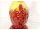 Glazed earthenware gourd vase HB Quimper grotesque masks 20th century