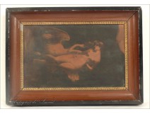 Female Swan plate engraving wood frame 19th