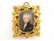 Painted miniature portrait noble gentleman gilded bronze frame 19th century