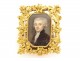 Painted miniature portrait noble gentleman gilded bronze frame 19th century