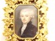 Painted miniature portrait noble gentleman gilded bronze frame 19th century