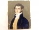 Painted miniature portrait notable gentleman 1823 brass frame 19th century