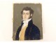 Painted miniature portrait notable gentleman 1823 brass frame 19th century