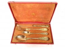 Cutlery 4PC silver vermeil Old Man Vital-Antoine Cardeilhac Empire 19th