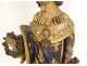 Polychrome wooden statue Saint Louis king France crown fleur-de-lys 18th century