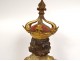 Polychrome wooden statue Saint Louis king France crown fleur-de-lys 18th century