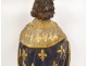 Polychrome wooden statue Saint Louis king France crown fleur-de-lys 18th century