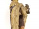 Polychrome wooden statue Saint Louis king France crown fleur-de-lys 18th century