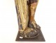 Polychrome wooden statue Saint Louis king France crown fleur-de-lys 18th century