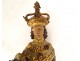 Polychrome wooden statue Saint Louis king France crown fleur-de-lys 18th century