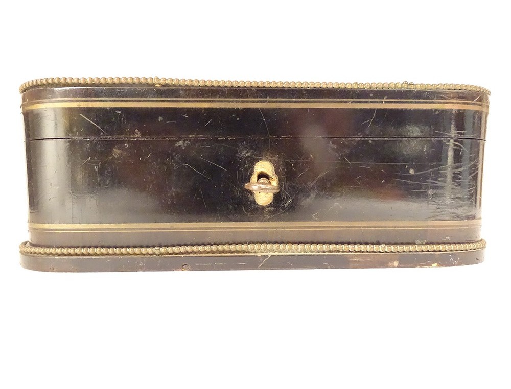 Coffret Napoléon III En Bois Noirci Avec Marqueterie Laiton - XIXème