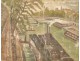 HST Vude Painting of Paris Seine Barges 20th