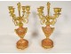 Pendulum with candelabra trim, 4 lights, bronze, pink marble, Napoleon III, 19th century