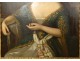 Pair large HST Joseph Vaudechamp portraits women quality carved frame