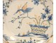 Earthenware plate from La Rochelle Bird Flower Cart 18th