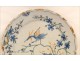 Earthenware plate from La Rochelle Bird Flower Cart 18th