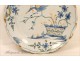 Earthenware plate from La Rochelle Bird Flower Cart 18th