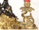 Inkwell Louis XV bronze candlesticks 2 putti head rockery character 40cm 18th