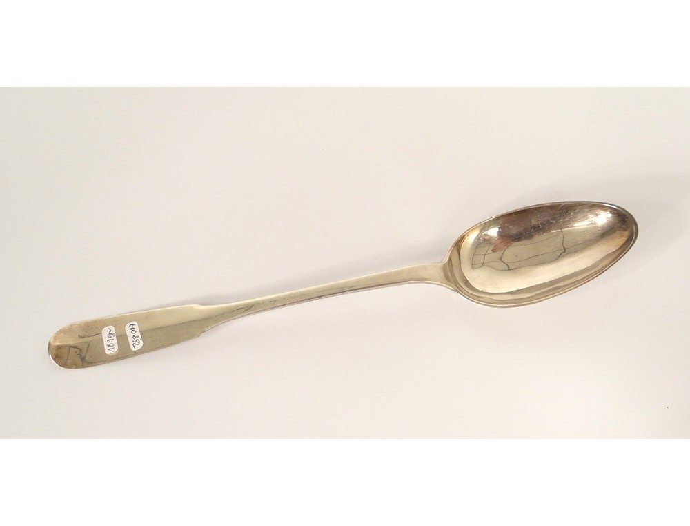 Cuillère à ragout argent massif XVIIIème modèle uni-plat aux fermiers généraux 18th c French 950 silver serving spoon 32cm - France