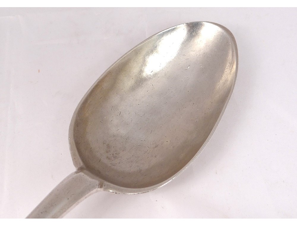 Cuillère à Ragoût En Argent, Modèle Uniplat. Poinçons Aux Fermiers Generaux Epqoue Xviiieme Siecle Petits Chocs Poids 121 G