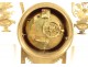 Louis XVI portico clock white marble gilded bronze flower vase 18th century