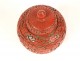 Small Chinese covered pot cinnabar lacquer China flowers early 20th century