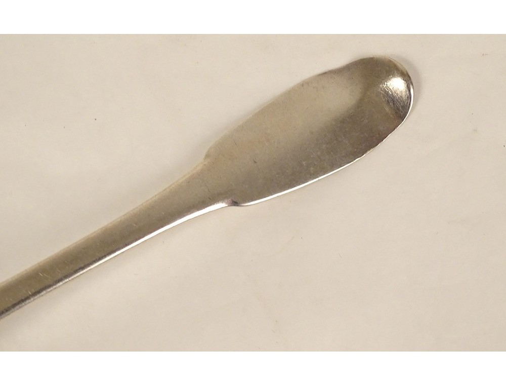 Cuillère à Moutarde Ancienne – Argent Massif – Modèle Filet – XVIIIème, Fermiers Généraux