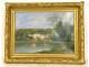 HST painting landscape riverside Louis-Lucien d'Eaubonne gilded frame 19th century