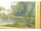 HST painting landscape riverside Louis-Lucien d'Eaubonne gilded frame 19th century