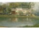 HST painting landscape riverside Louis-Lucien d'Eaubonne gilded frame 19th century