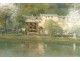 HST painting landscape riverside Louis-Lucien d'Eaubonne gilded frame 19th century