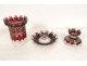 Bohemian crystal candle holder with flowers and foliage, late 19th century